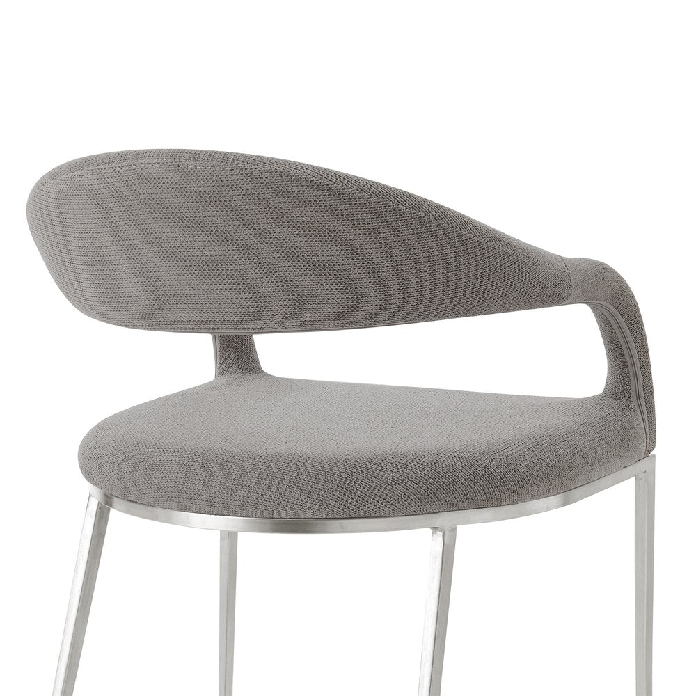 Set of Two Gray and Silver Upholstered Polyester Open Back Dining Arm Chairs