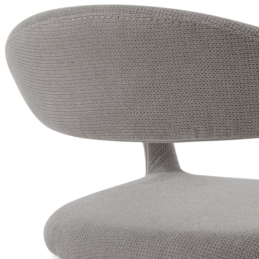 Set of Two Gray and Silver Upholstered Polyester Open Back Dining Arm Chairs