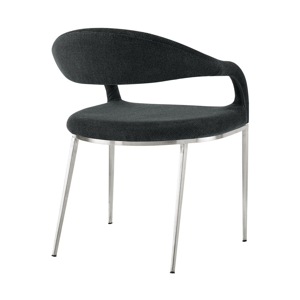 Set of Two Gray and Silver Upholstered Polyester Open Back Dining Arm Chairs