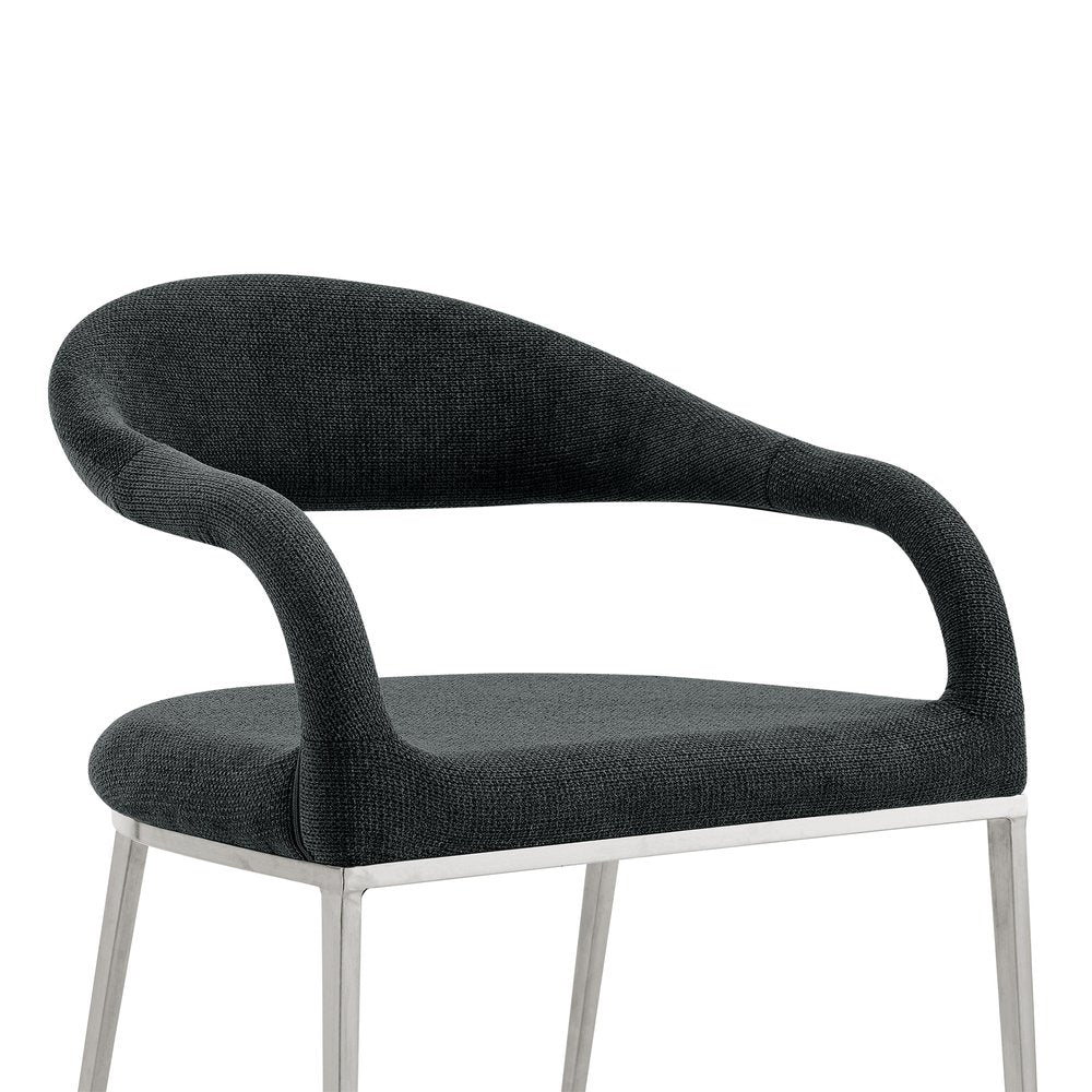 Set of Two Gray and Silver Upholstered Polyester Open Back Dining Arm Chairs
