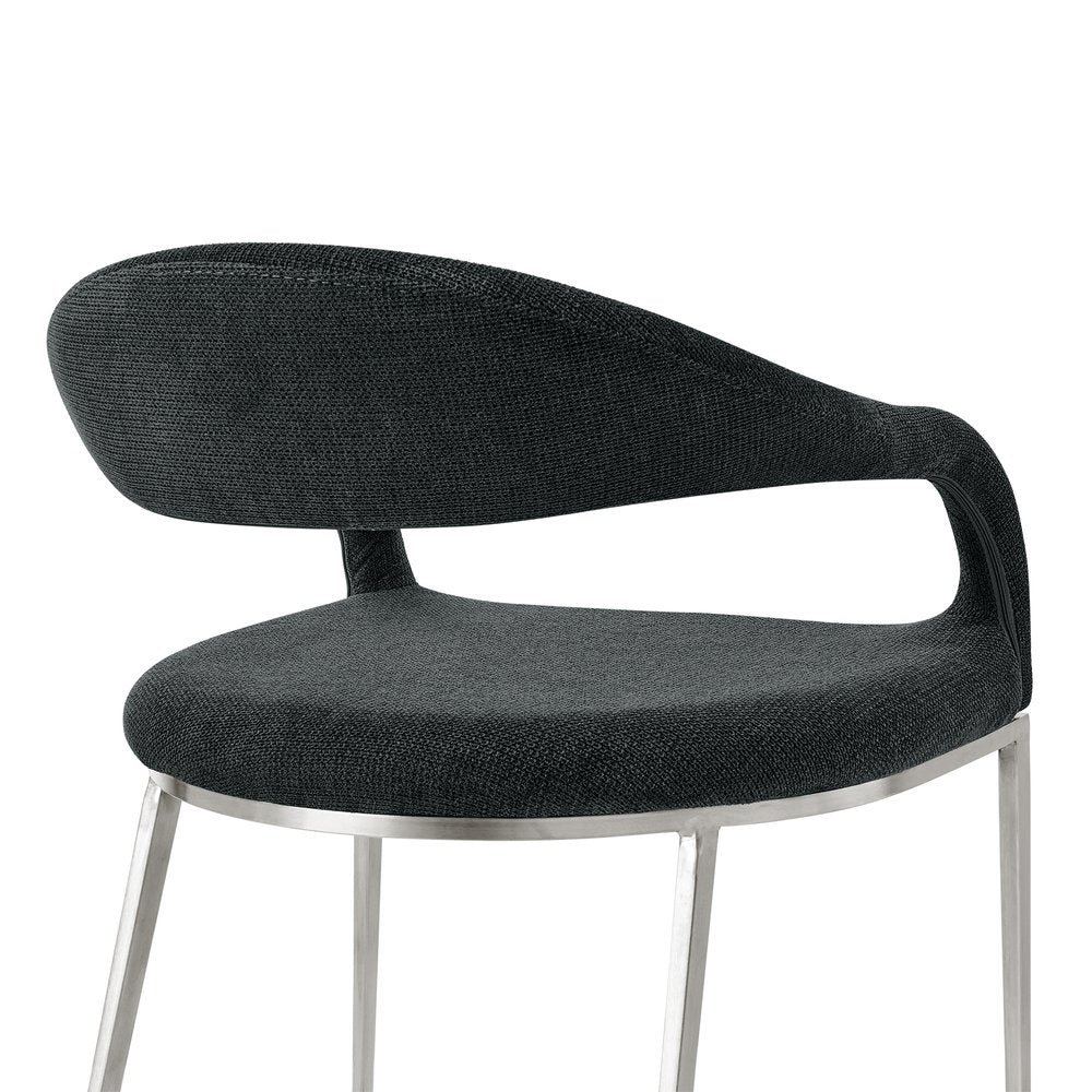 Set of Two Gray and Silver Upholstered Polyester Open Back Dining Arm Chairs