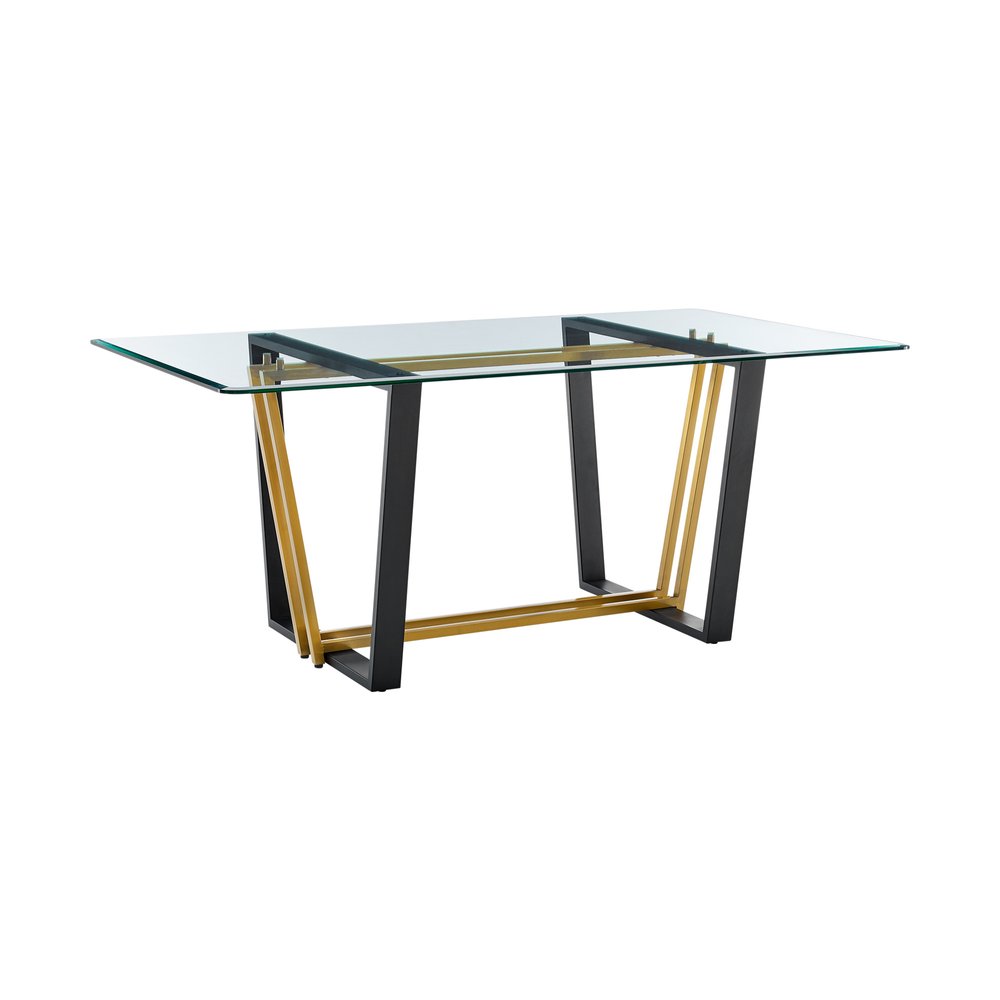 Clear and Gold Glass and Iron Sled Base Dining Table - 72-inch