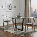 Clear and Black Glass and Iron Sled Base Round Top Dining Table - 48-inch