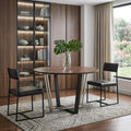 Brown and Black Iron Sled Base Round Top Dining Table - 48-inch
