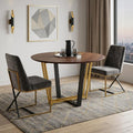 Brown and Gold Iron Sled Base Round Top Dining Table - 48-inch