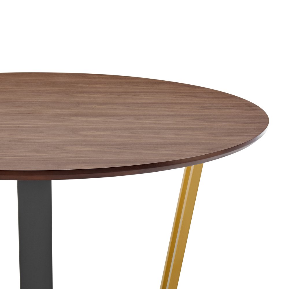 Brown and Gold Iron Sled Base Round Top Dining Table - 48-inch