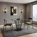 Clear and Black Glass and Iron Pedestal Base Round Top Dining Table - 48-inch