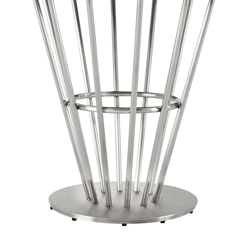 Clear and Silver Glass and Stainless Steel Pedestal Base Round Top Dining Table