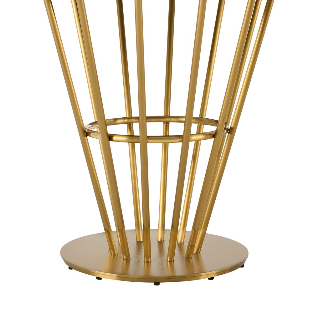 Clear and Gold Glass and Stainless Steel Pedestal Base Round Top Dining Table