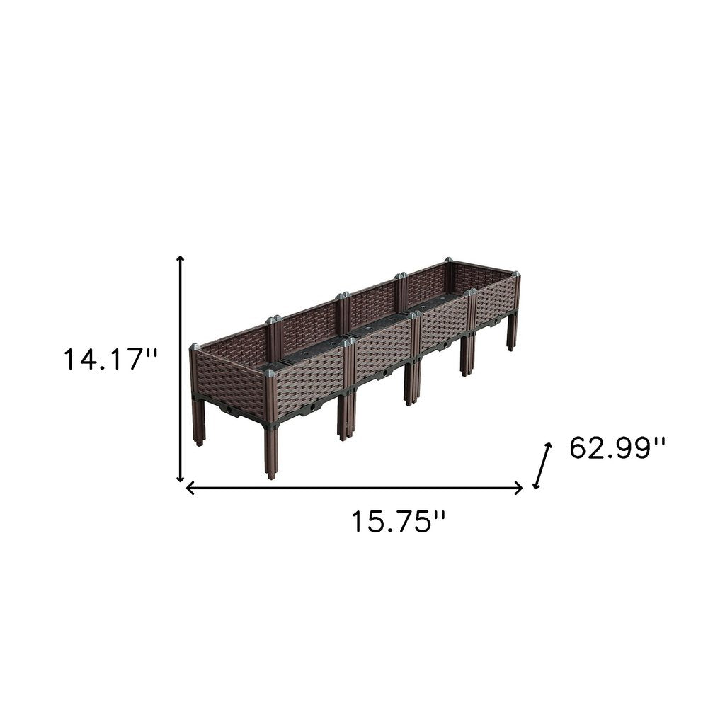 Dark Brown Plastic Indoor Outdoor Rectangular Planter Box - 16-inch