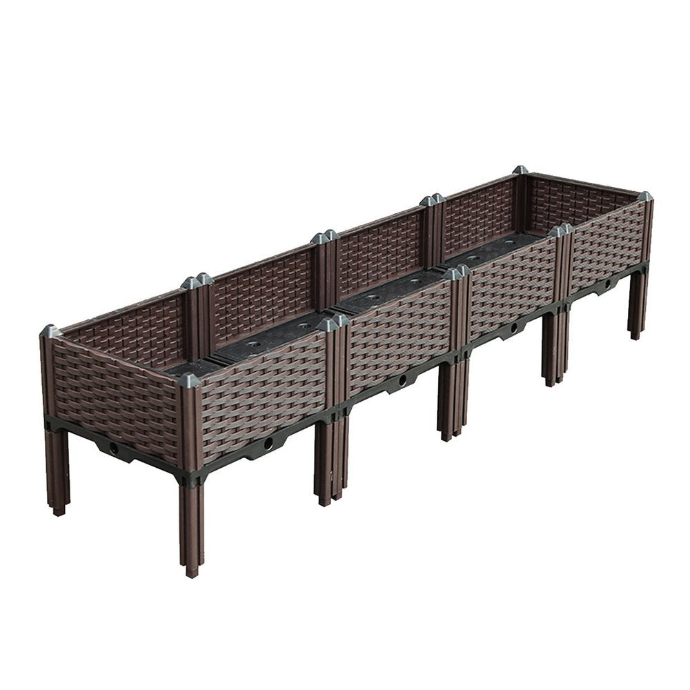Dark Brown Plastic Indoor Outdoor Rectangular Planter Box - 16-inch