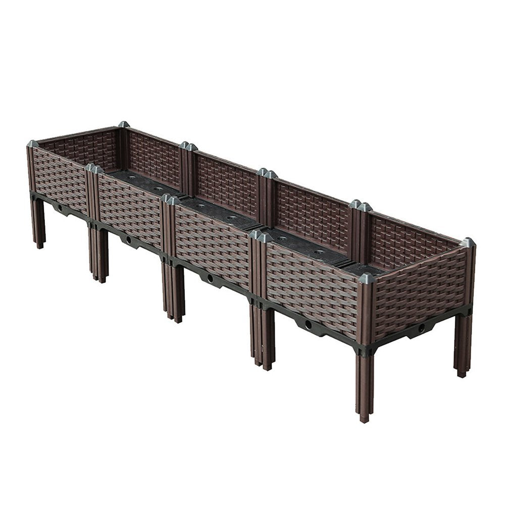 Dark Brown Plastic Indoor Outdoor Rectangular Planter Box - 16-inch