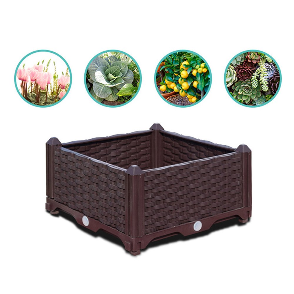 Dark Brown Plastic Indoor Outdoor Rectangular Planter Box - 16-inch