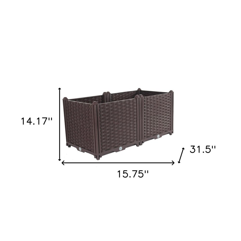 Dark Brown Heavy Duty Plastic Rectangular Self Watering Planter Box