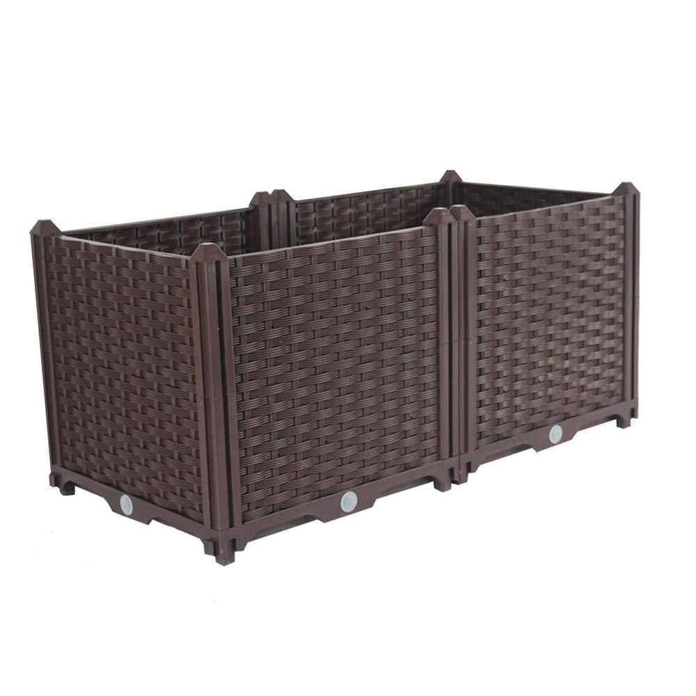 Dark Brown Heavy Duty Plastic Rectangular Self Watering Planter Box