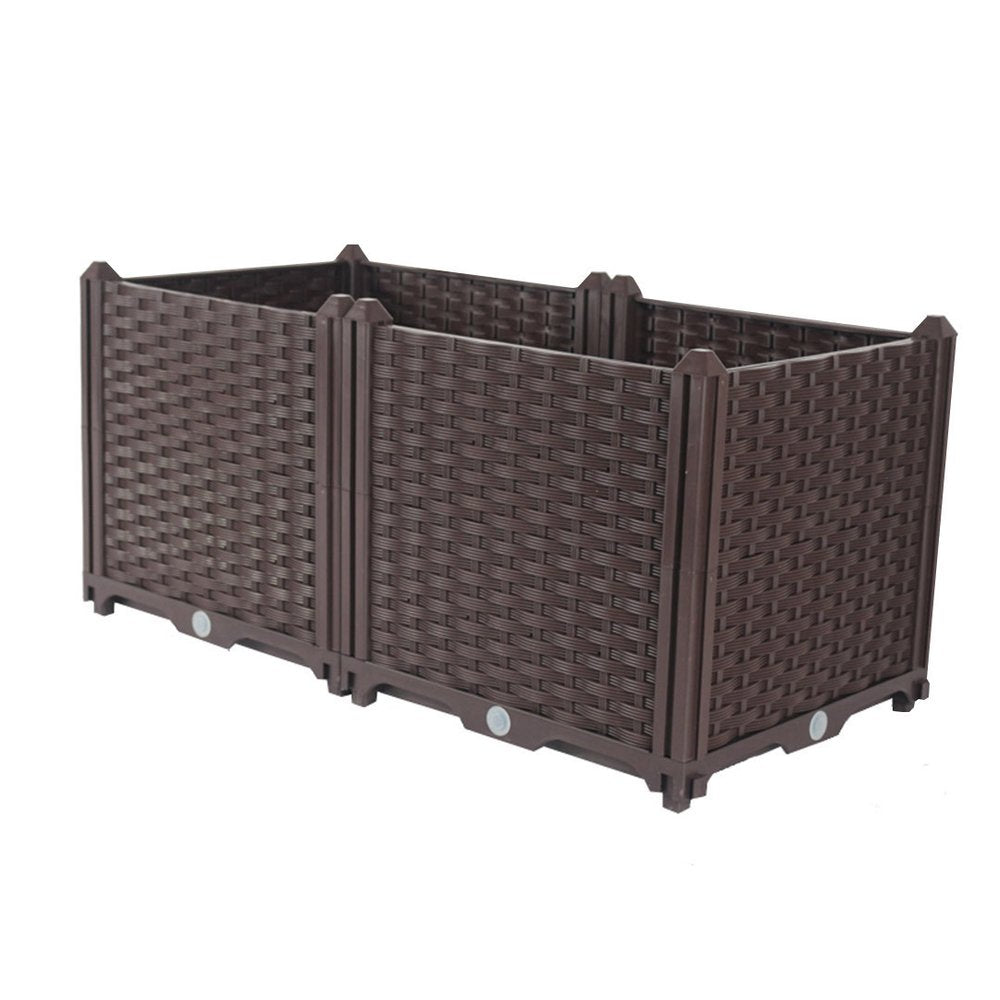 Dark Brown Heavy Duty Plastic Rectangular Self Watering Planter Box