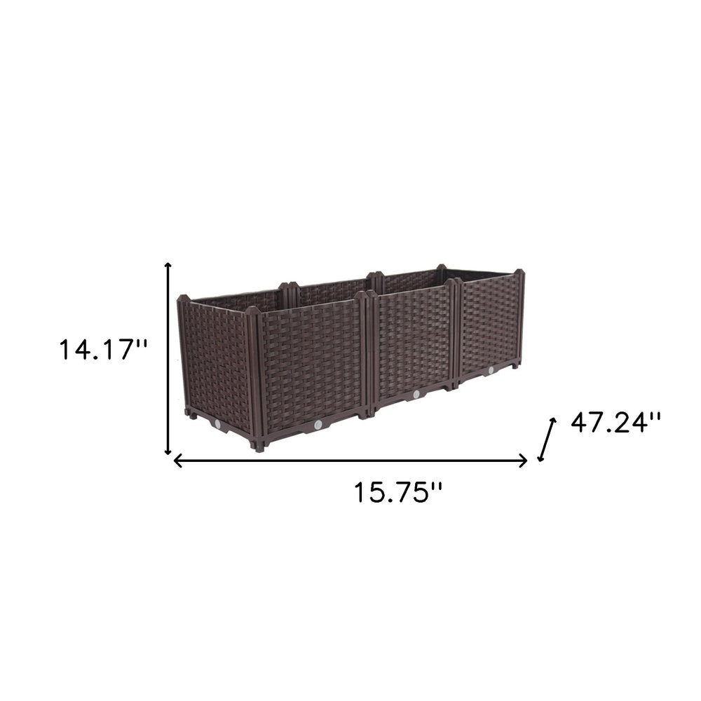 Dark Brown Heavy Duty Plastic Rectangular Self Watering Planter Box