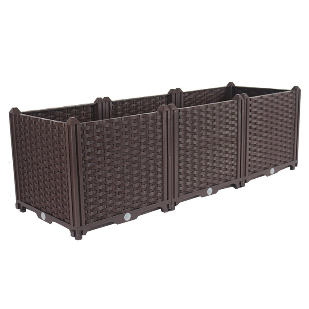 Dark Brown Heavy Duty Plastic Rectangular Self Watering Planter Box