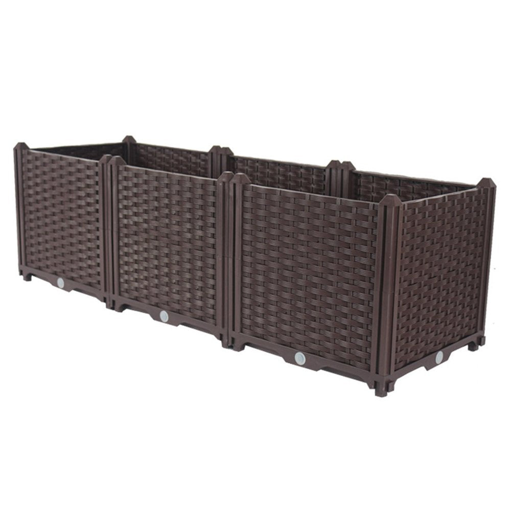 Dark Brown Heavy Duty Plastic Rectangular Self Watering Planter Box