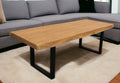 Natural and Black Solid Wood and Iron Live Edge Coffee Table - 70-inch