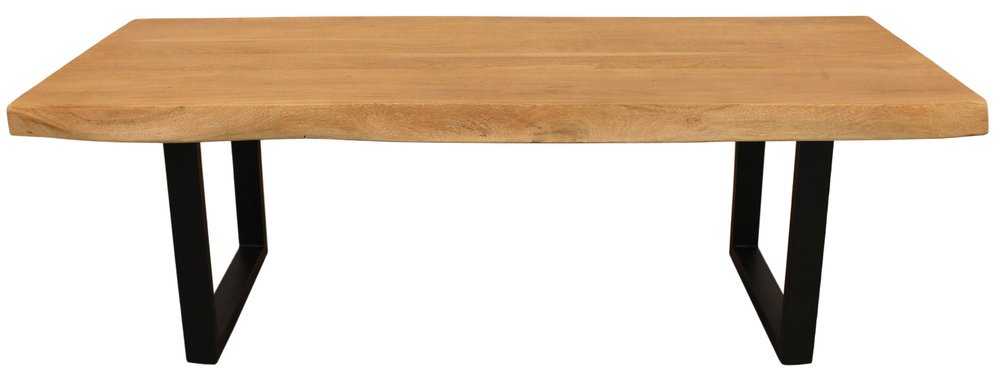 Natural and Black Solid Wood and Iron Live Edge Coffee Table - 59-inch