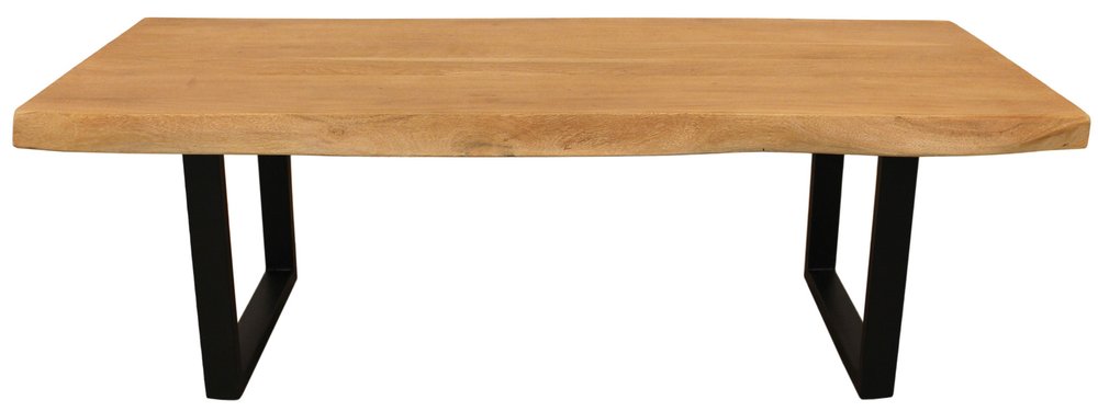 Natural and Black Solid Wood and Iron Live Edge Coffee Table - 59-inch