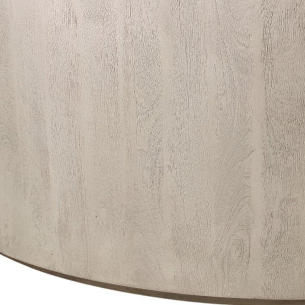 Natural Solid Wood Round Distressed Coffee Table - 48-inch