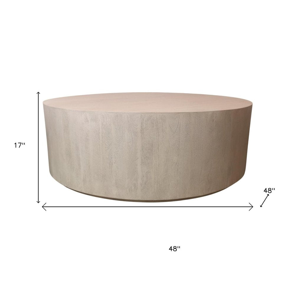 Natural Solid Wood Round Distressed Coffee Table - 48-inch