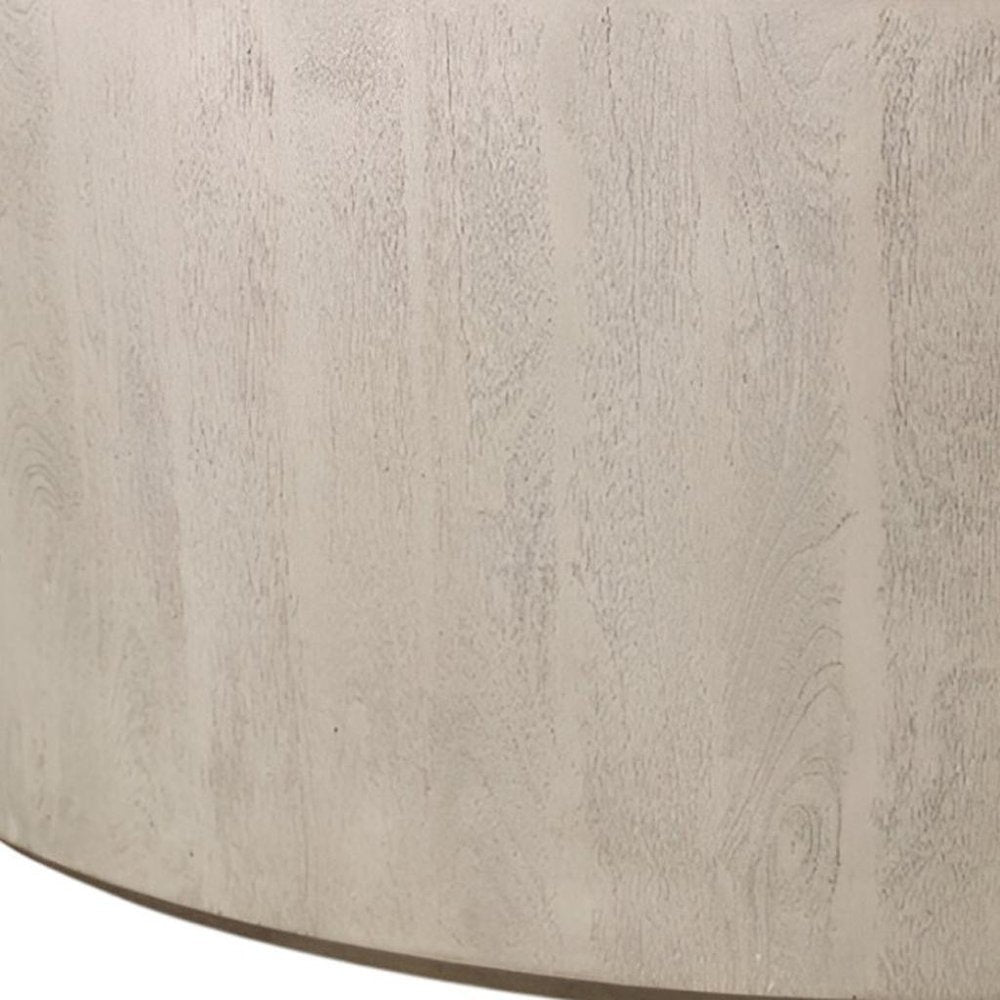 Natural Solid Wood Round Distressed Coffee Table - 48-inch