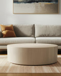 Natural Solid Wood Round Distressed Coffee Table - 48-inch
