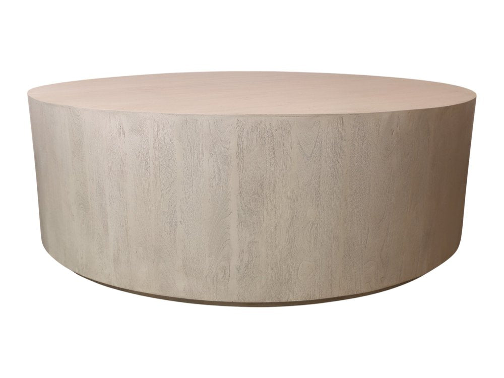 Natural Solid Wood Round Distressed Coffee Table - 48-inch