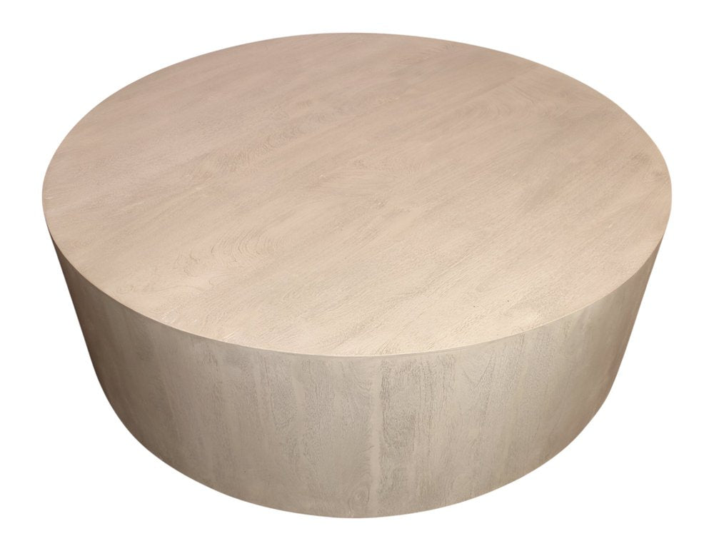 Natural Solid Wood Round Distressed Coffee Table - 48-inch