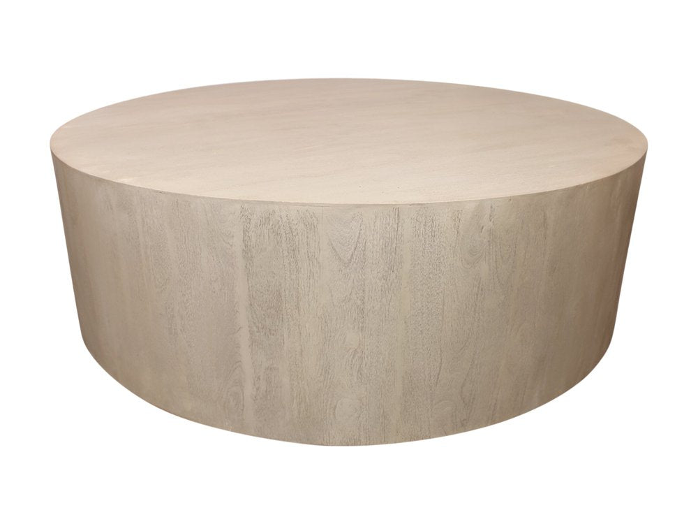 Natural Solid Wood Round Distressed Coffee Table - 48-inch