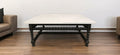 White and Black Genuine Marble and Solid Wood Square Coffee Table