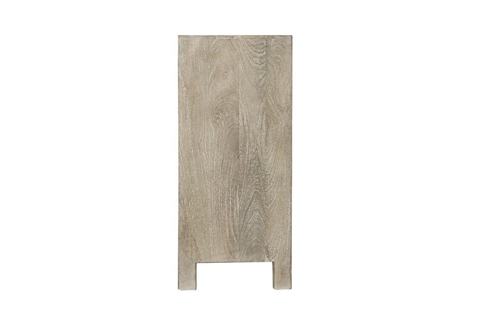 Gray Distressed Solid Wood Carved Floral Sideboard with Four Doors - 78-inch