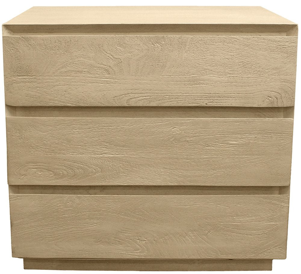 Natural Solid Wood Three Drawer Nightstand - 24-inch