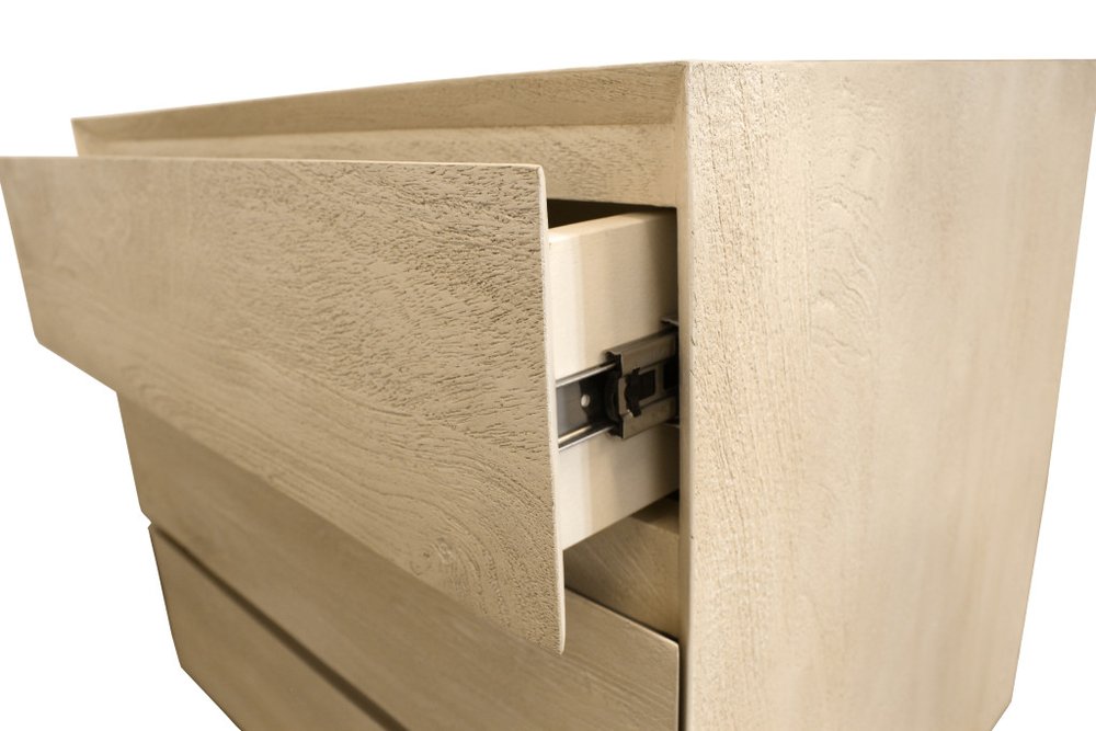 Natural Solid Wood Three Drawer Nightstand - 24-inch
