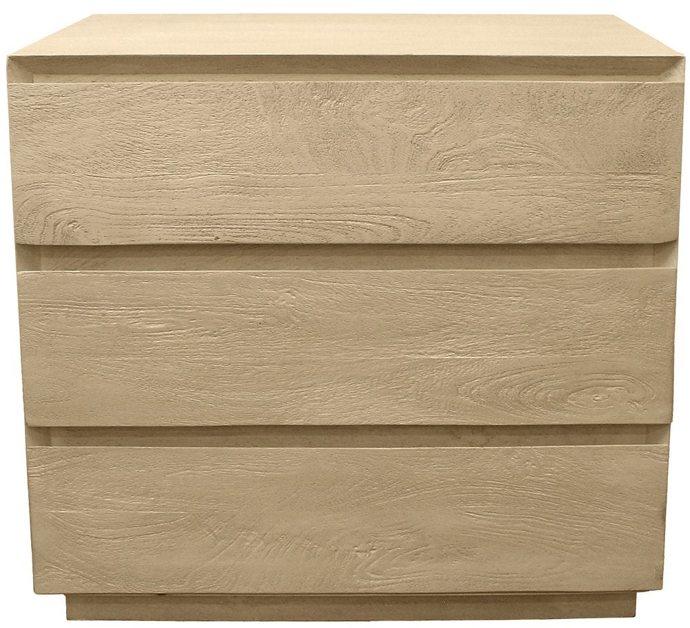 Natural Solid Wood Three Drawer Nightstand - 24-inch
