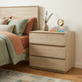 Natural Solid Wood Three Drawer Nightstand - 24-inch