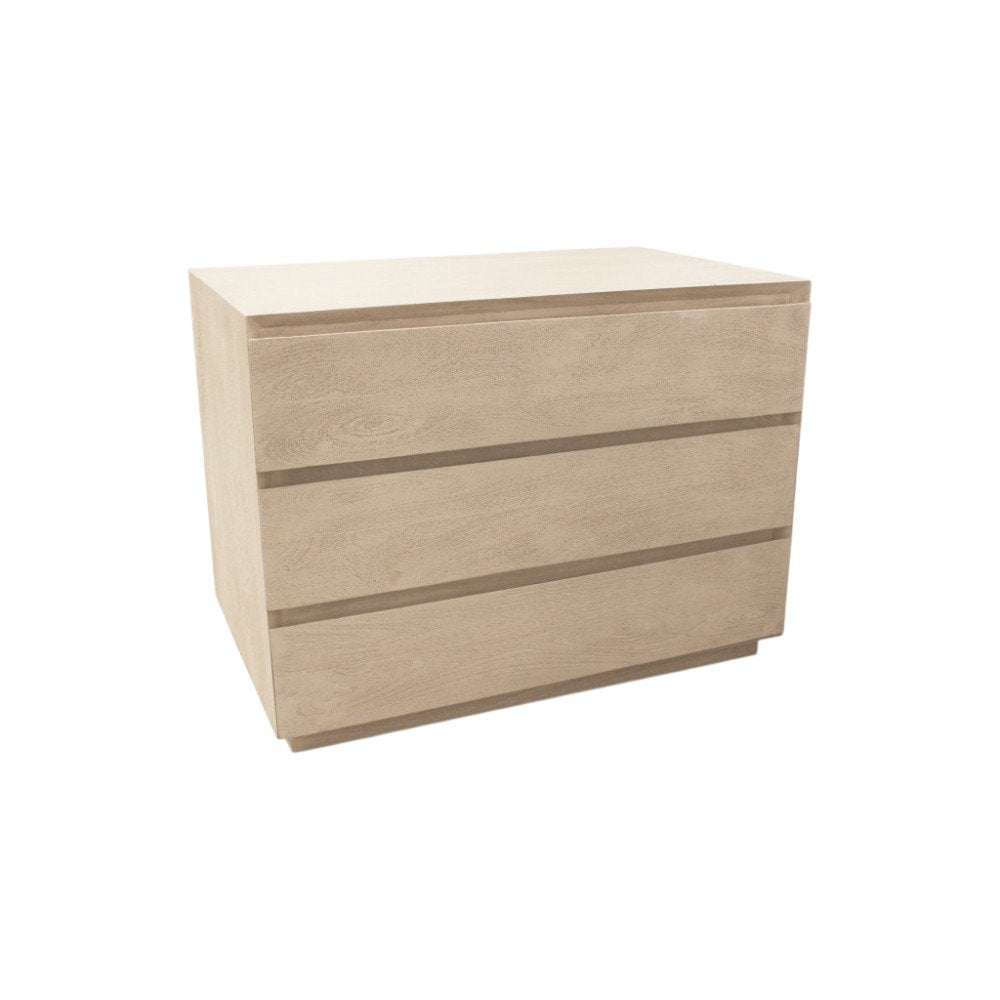 Natural Solid Wood Three Drawer Nightstand - 24-inch