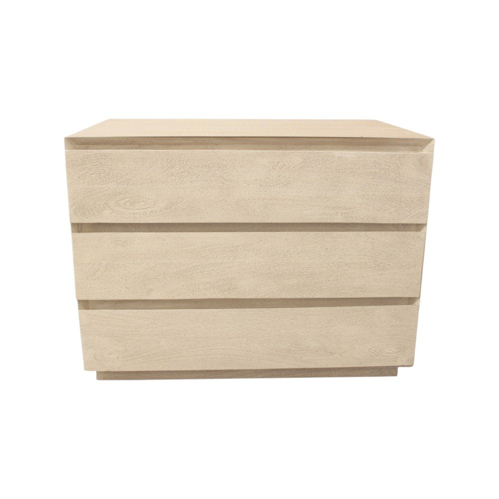 Natural Solid Wood Three Drawer Nightstand - 24-inch
