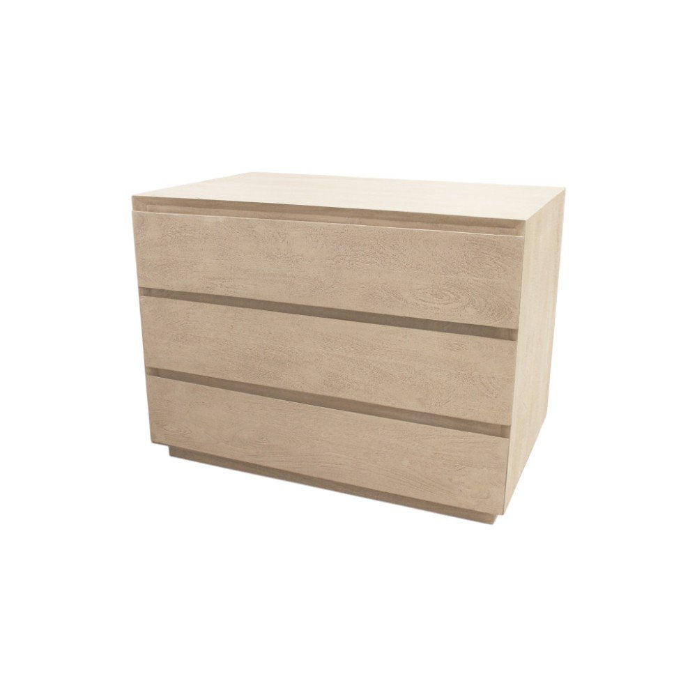 Natural Solid Wood Three Drawer Nightstand - 24-inch