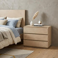 Natural Solid Wood Three Drawer Nightstand - 24-inch