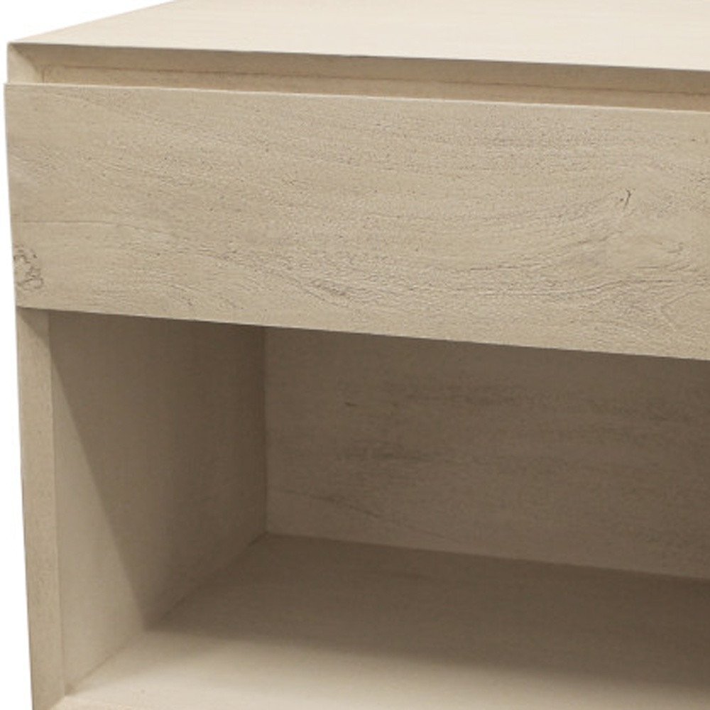 Natural Solid Wood One Drawer Nightstand - 24-inch