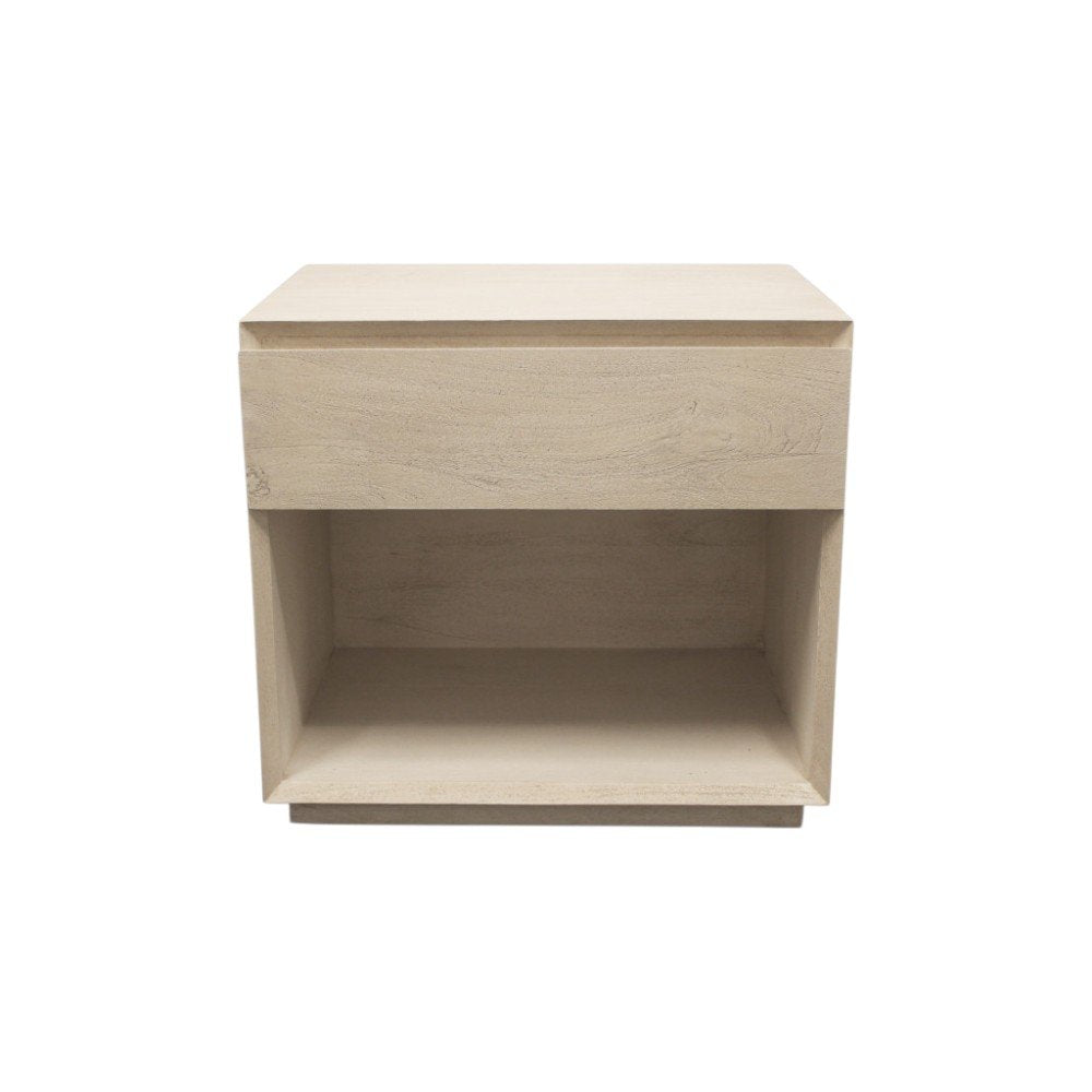 Natural Solid Wood One Drawer Nightstand - 24-inch