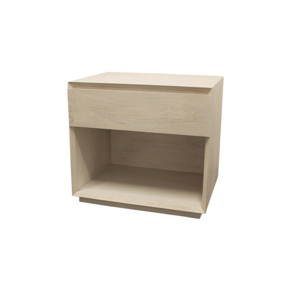 Natural Solid Wood One Drawer Nightstand - 24-inch