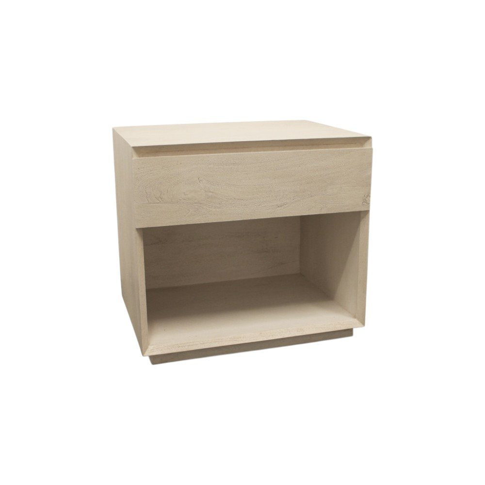 Natural Solid Wood One Drawer Nightstand - 24-inch