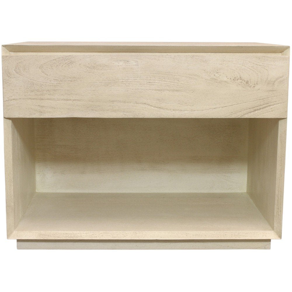 Natural Solid Wood One Drawer Nightstand - 24-inch