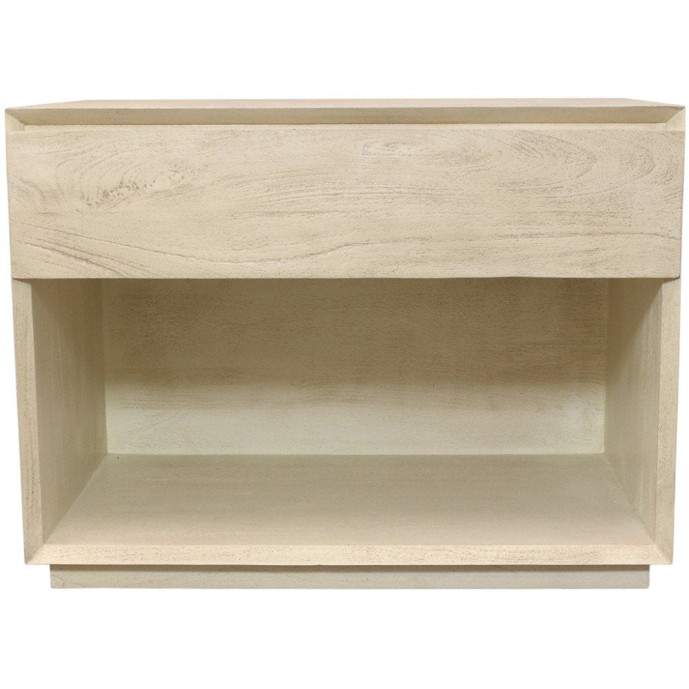 Natural Solid Wood One Drawer Nightstand - 24-inch
