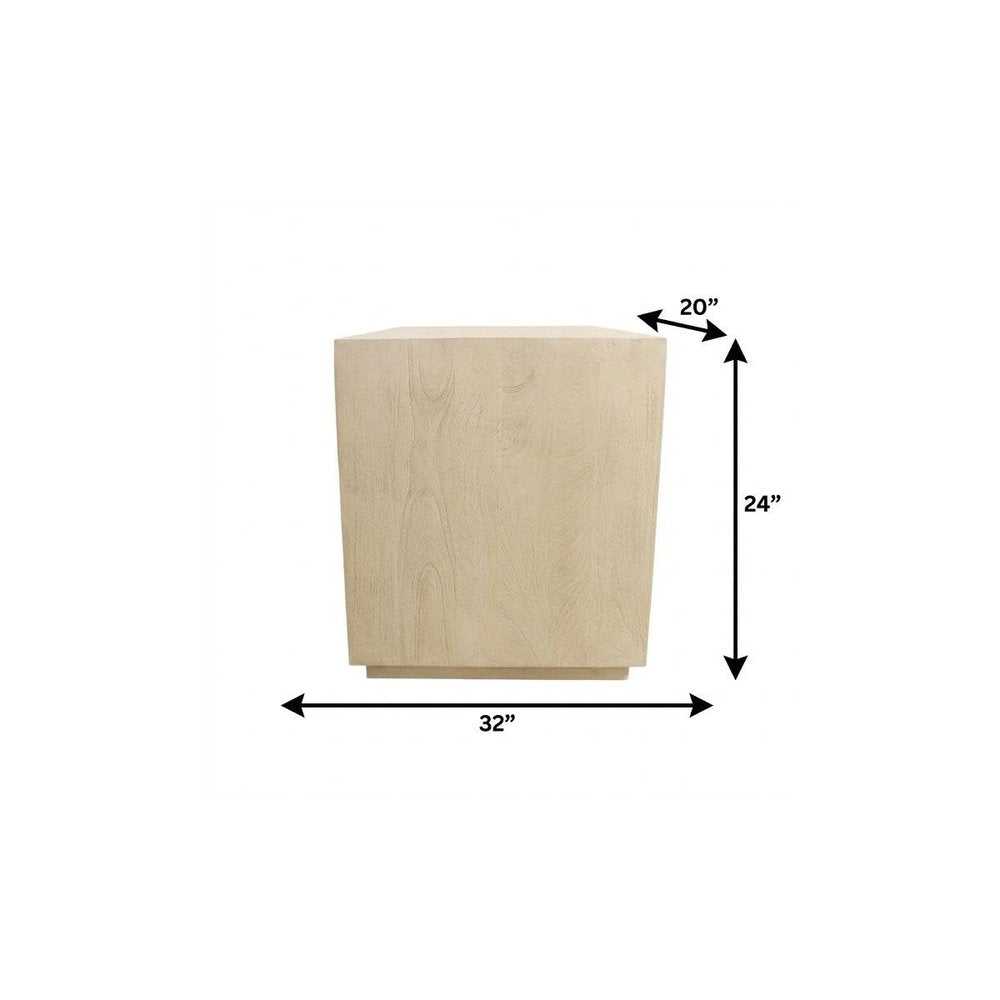 Natural Solid Wood One Drawer Nightstand - 24-inch